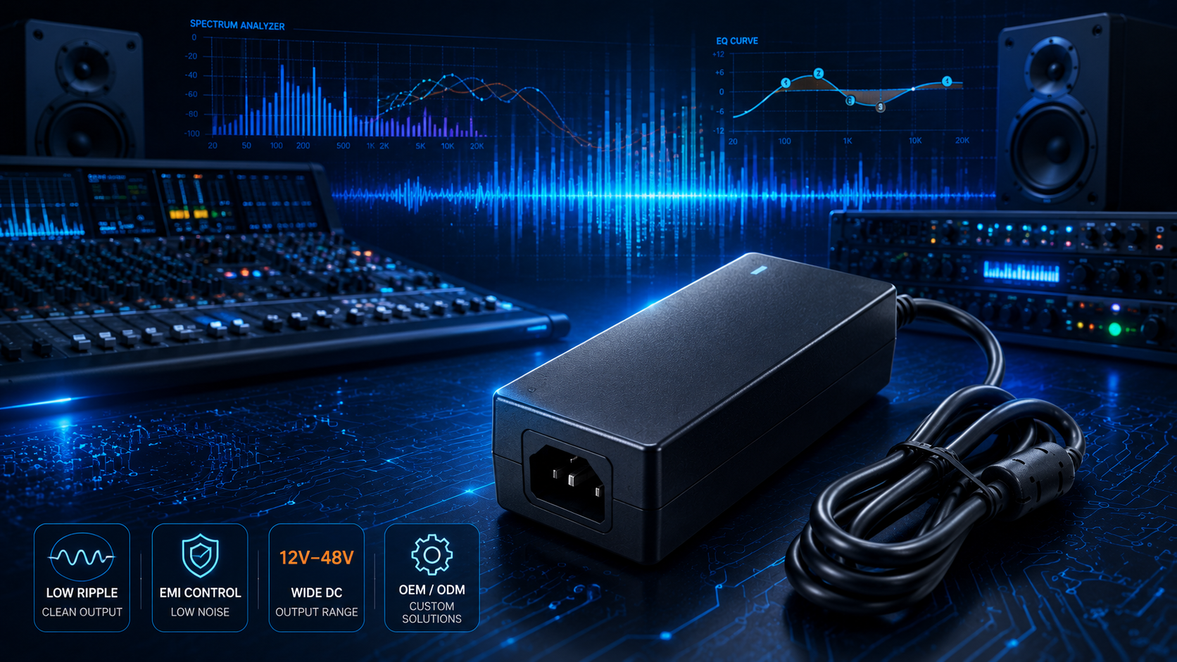 Audio Equipment power solutions - YHYadapter low-ripple power adapters