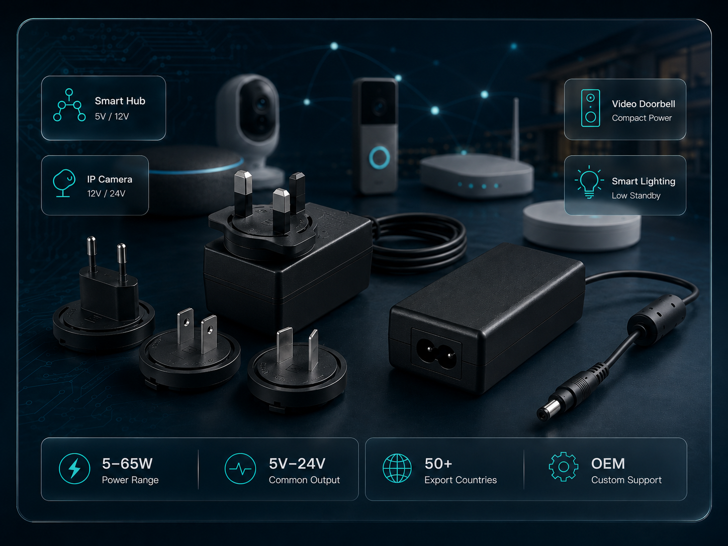 Smart Home and IoT power adapters - YHYadapter compact wall plug power solutions