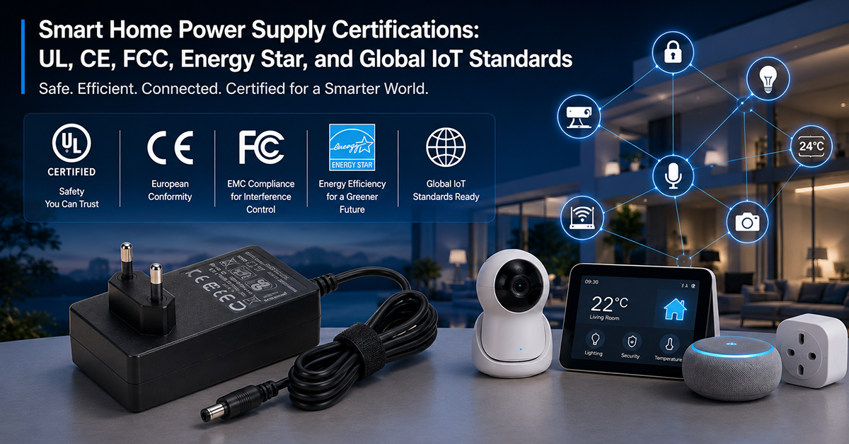 Smart Home Power Supply Certifications- UL, CE, FCC, Energy Star, and Global IoT Standards