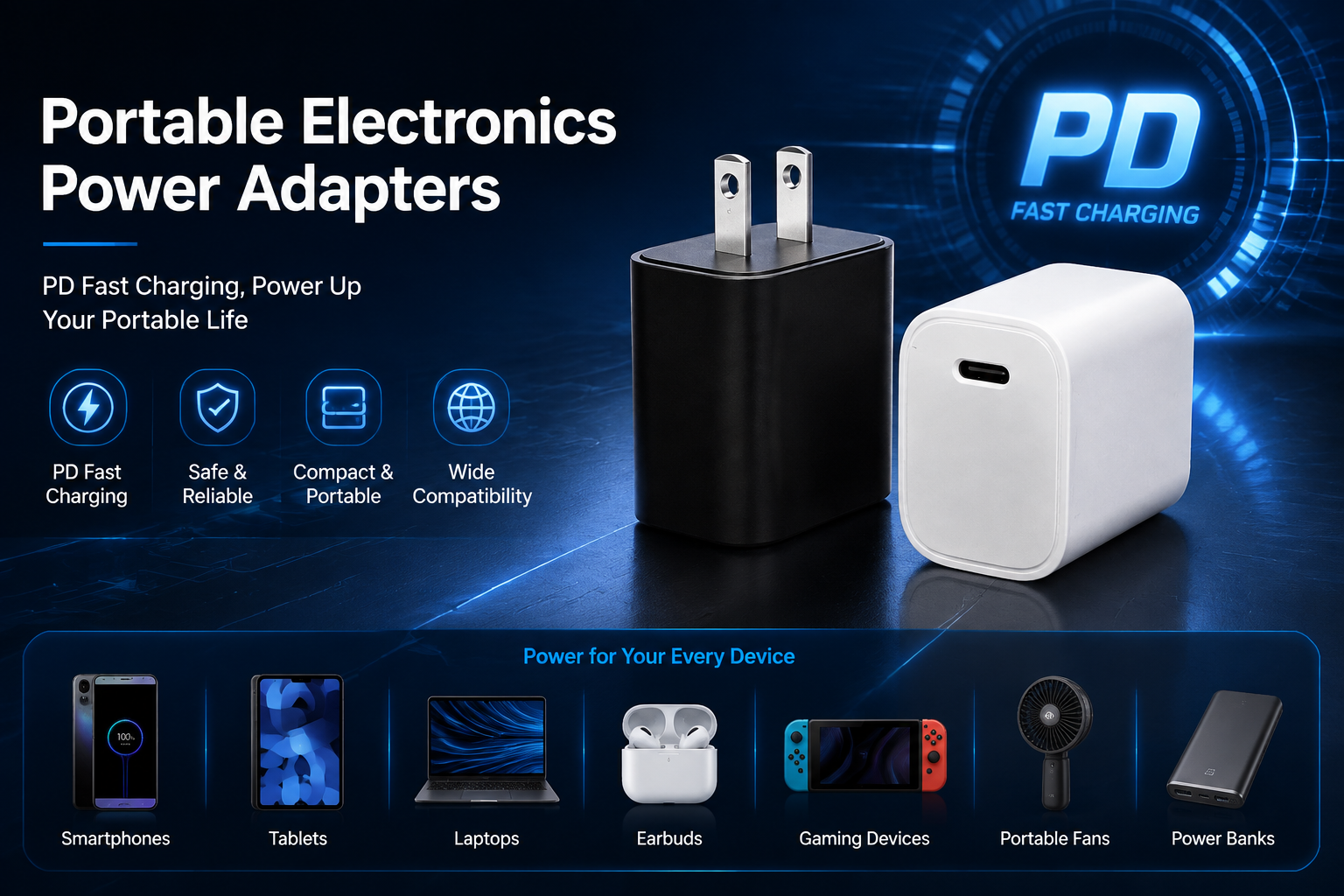 portable electronics power adapter for handheld device smart terminal and portable instrument